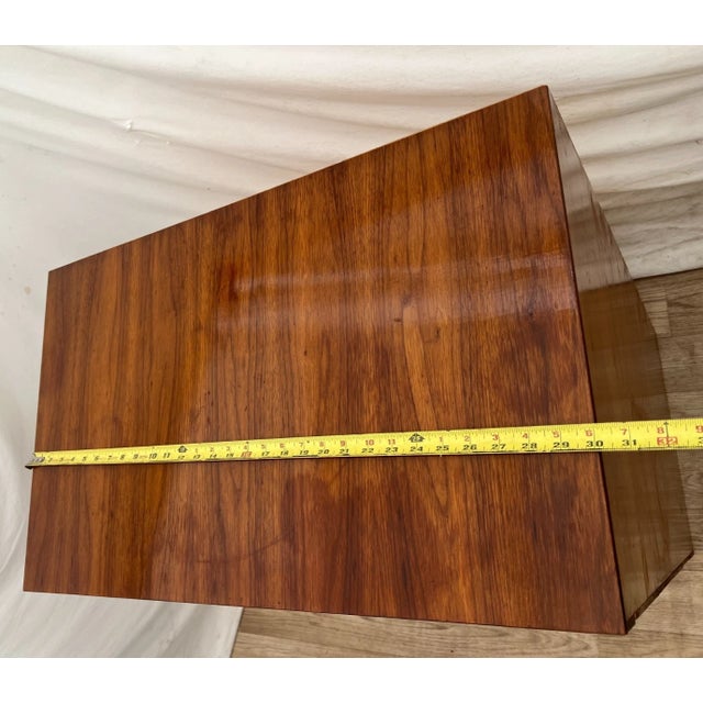 Gorgeous Mid Century Art Deco Revival Dresser Chest Four Drawers Brass Pulls For Sale - Image 12 of 13