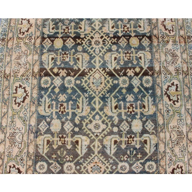 Blue Persian Malayer Rug With All-Over Design in Gray, Blue, Cream, Pink Tones For Sale - Image 8 of 13