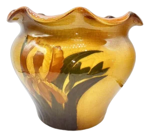 Late 19th Century Victorian American Art Pottery Floral "Louwelsa" Jardinière Planter by Weller
