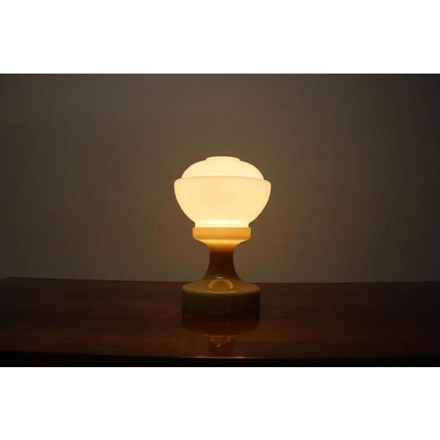 White Glass Table Lamp by Valasske Mezirici, 1970s For Sale - Image 8 of 9