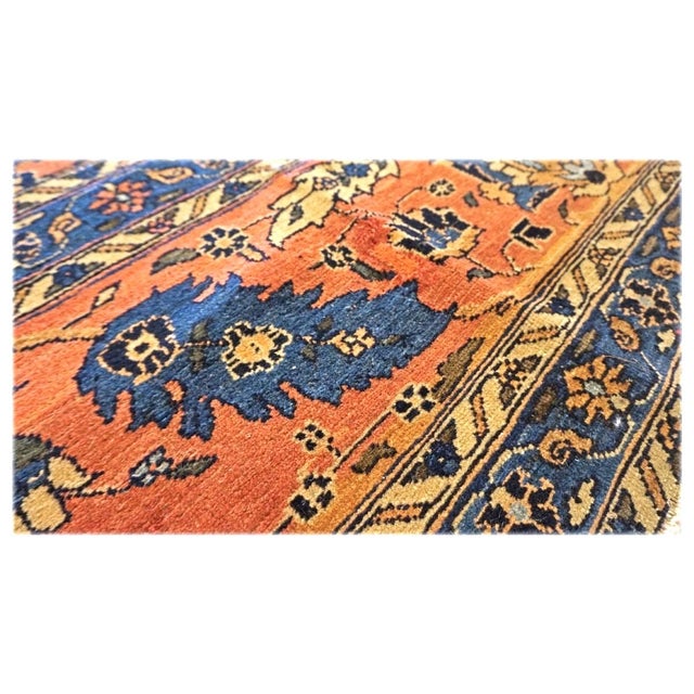 Antique Persian Lilihan Wool 11x20 Salmon, Yellow & Blue Handmade Gallery Rug #9902643 For Sale In Houston - Image 6 of 13
