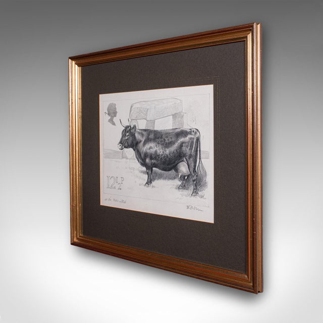 English Vintage Irish Dexter Cow Proof, English, Framed Artist's Sketch, Barry Driscoll For Sale - Image 3 of 10