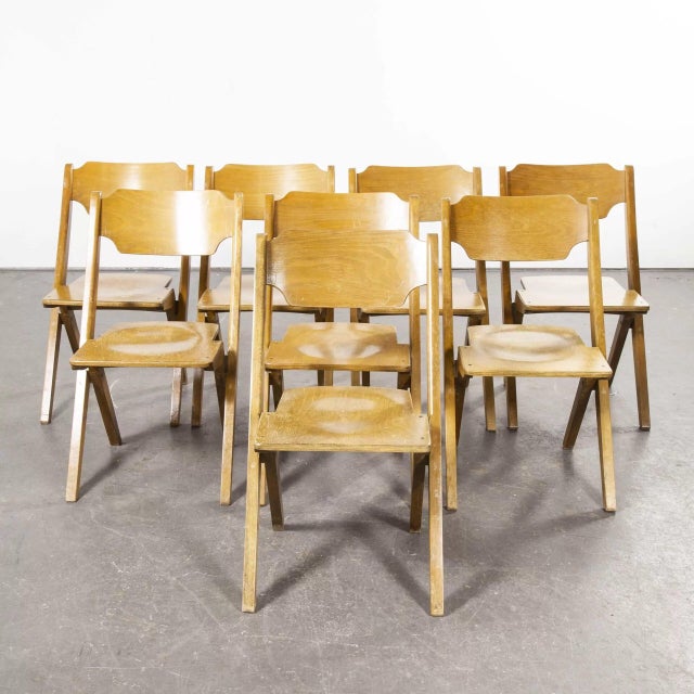 Beech Stacking Dining Chairs attributed to Bombenstabil, 1960s, Set of 8 For Sale - Image 10 of 10