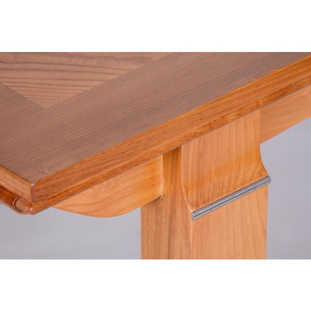 Art Deco Oak & Spruce Folding Table attributed to J. Leleu, France, 1920s For Sale - Image 12 of 18