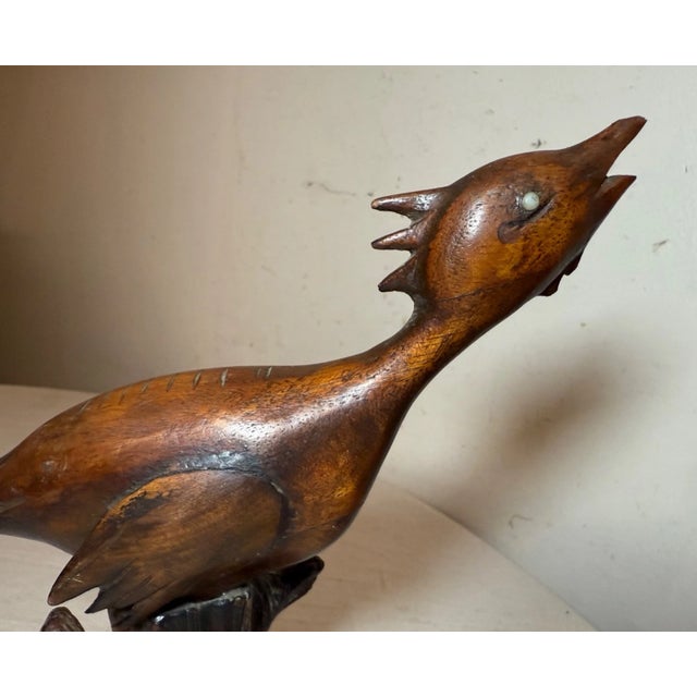 19th Century Antique Hand Carved Wood 19th Century Folk Art Shore Bird Statue Sculpture For Sale - Image 5 of 13