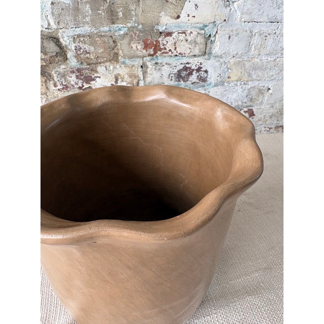 2020s Puebla Pottery Large Ruffled Vase (Natural) For Sale - Image 5 of 7