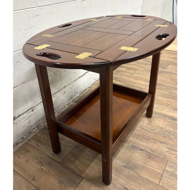 Vintage the Bombay Company Chippendale Mahogany Butler Table or Bar With Tray For Sale - Image 4 of 18