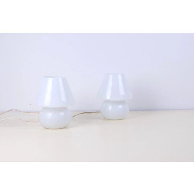 Vintage Glass Mushroom Milk Lamps, Set of 2 For Sale - Image 4 of 11