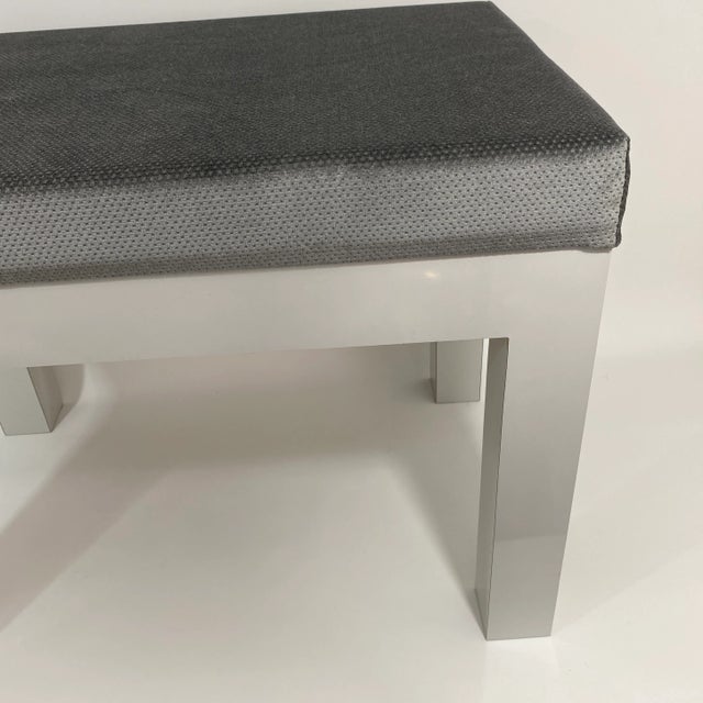 1980s Parsons Grey Laminate Upholstered Bench For Sale - Image 4 of 10