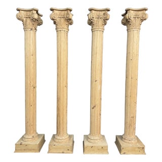 Set of Four Monumental Corinthian Style Pine Architectural Columns For Sale