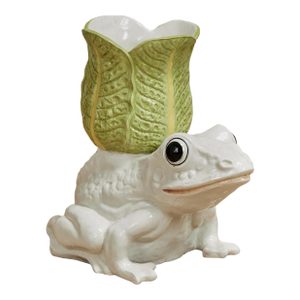 Vintage Italian Glazed Ceramic Frog Planter
