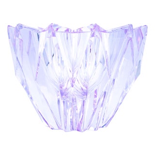 Water Lily Crystal Glass Bowl by Aimo Okkolins for Riihimäen Lasi, 1960s For Sale