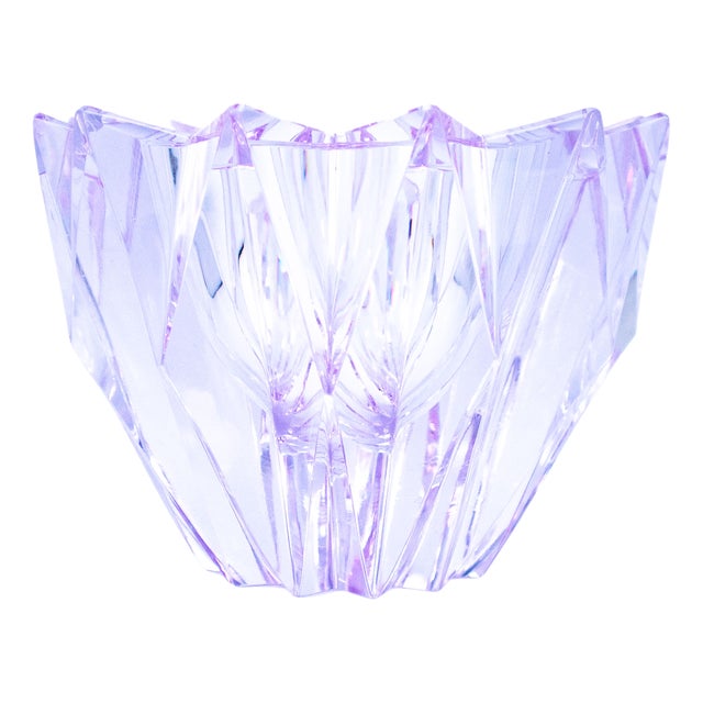 Water Lily Crystal Glass Bowl by Aimo Okkolins for Riihimäen Lasi, 1960s For Sale