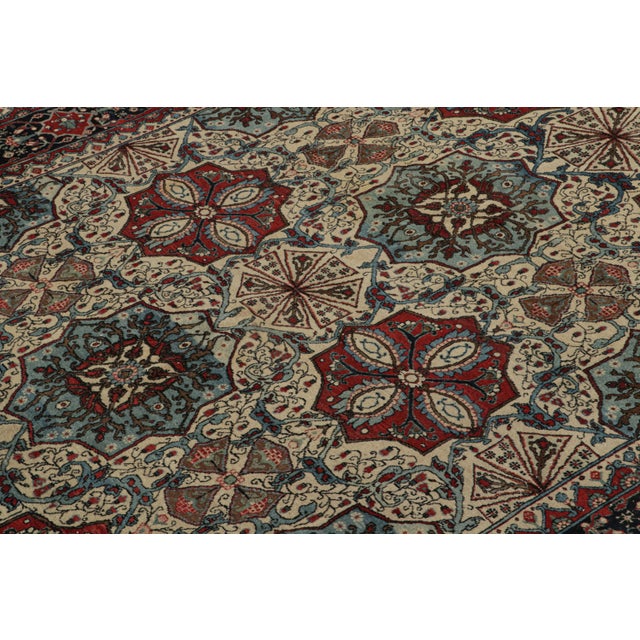 1920s Antique Persian Tabriz in Classic Red, Blue and Cream Colors From Rug&Kilim For Sale - Image 5 of 7