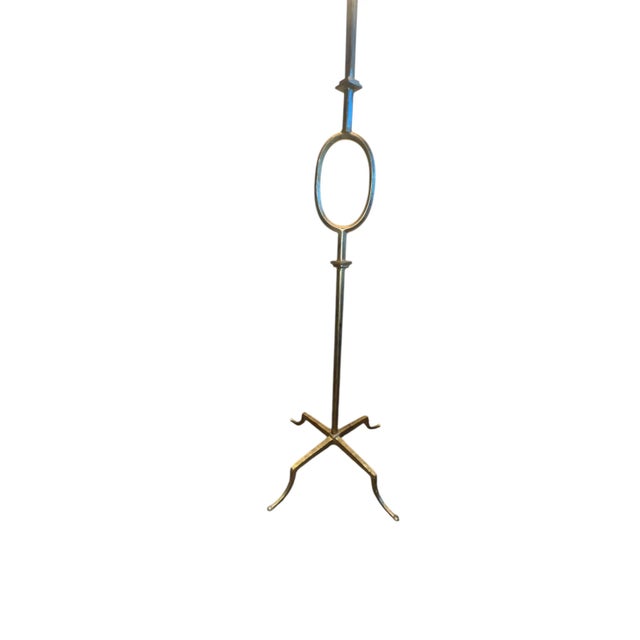 Gilbert Poillerat Vintage Iron Floor Lamp Attributed to Gilbert Poillerat by Mattaliano With Gilt Finish For Sale - Image 4 of 4
