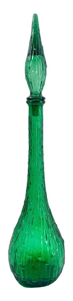 Italian Empoli Genie Bottle in Green Art Glass, 1960s