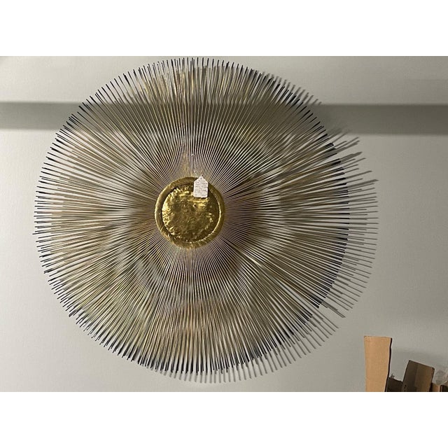 1960s Lawrence Casadevall Brutalist Brass Starburst Wall Sculpture, Circa 1970 For Sale - Image 5 of 9