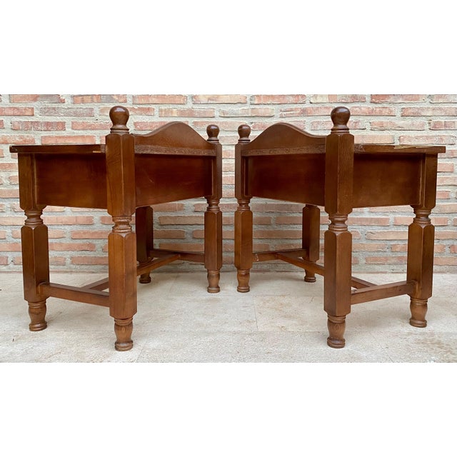 20th Century French Nightstands with One Drawer, 1950s, Set of 2 For Sale - Image 13 of 18