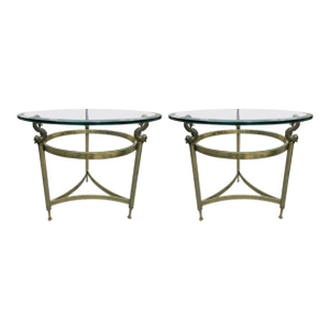 1960s Pair of Italian Brass and Glass Tables