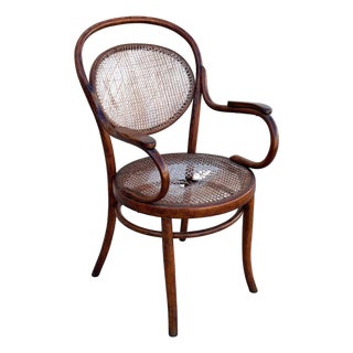 Late Victorian Bent Oak & Cane Nr. 8256 Armchair Attributed to DLG Thonet For Sale