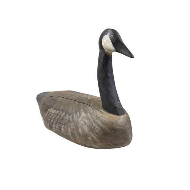 Brown Vintage 20th Century Large Hand Carved and Painted Wood Canada Goose Decoy 18" For Sale - Image 8 of 8