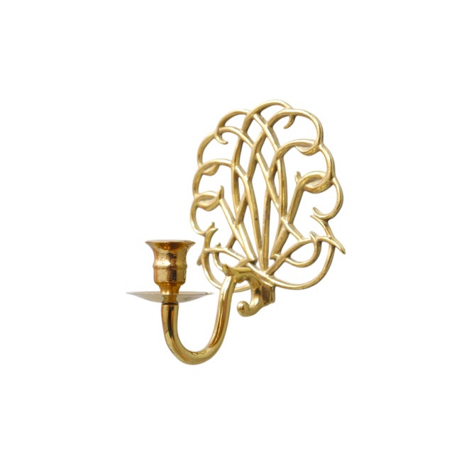 Hollywood Regency Virginia Metalcrafters Scrolled Brass Sconces, Set of 3 For Sale - Image 3 of 5