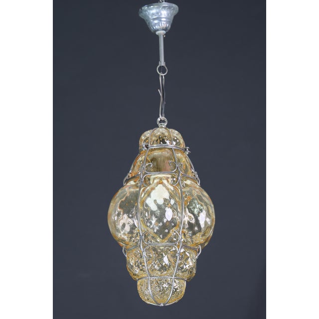 1970s Orange Colour Venetian Lantern Attributed to Seguso Murano Glass For Sale - Image 6 of 15