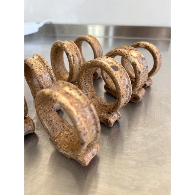 Contemporary Late 20th Century Vintage Studio Art Pottery Napkins Rings- Set of 8 For Sale - Image 3 of 11