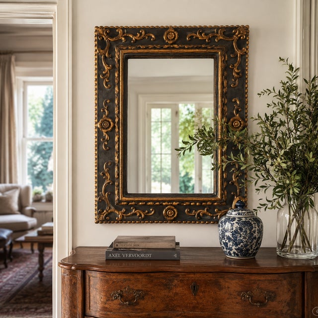 Painted and Parcel Gilt Italian Mirror For Sale - Image 4 of 4
