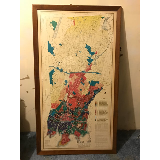 Vintage Stamford Connecticut Framed Zoning Map Chairish
