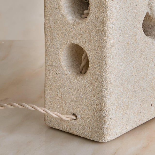 French Limestone Table Lamp Attributed to Albert Tormos, 1970s For Sale - Image 10 of 11