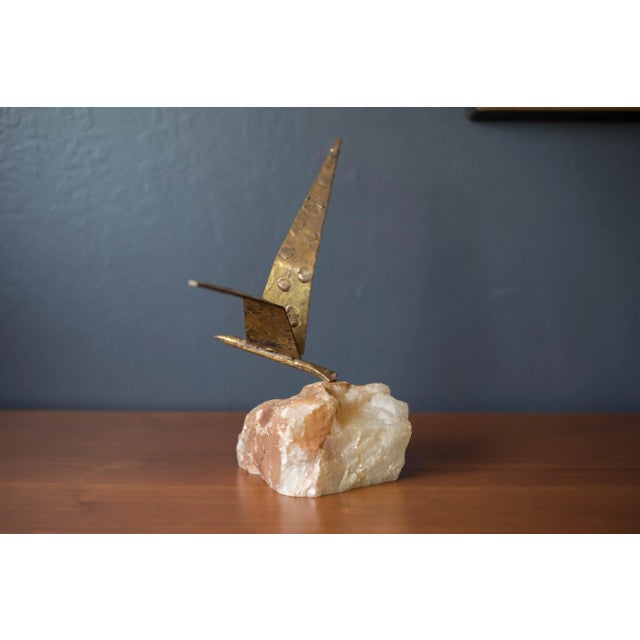 Artisan House Mid Century Curtis Jere Bird in Flight Sculpture on Stone for Artisan House For Sale - Image 4 of 8