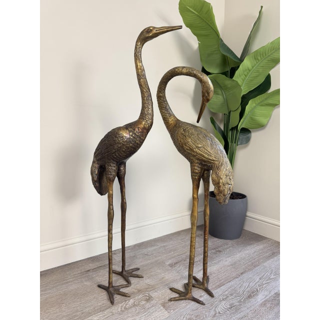 Large Vintage Bronze Crane Statues, 1920s-1940s, Set of 2 For Sale - Image 13 of 16