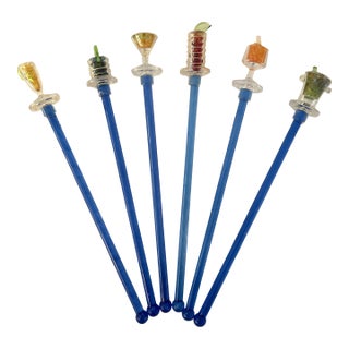 1980s Tropical Drink Themed Swizzle Sticks, Set of 6 For Sale