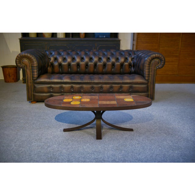 Mid-Century Modern Coffee Table in Lava Stone and Ceramic by Jean Jaffeux, 1960s For Sale - Image 3 of 10