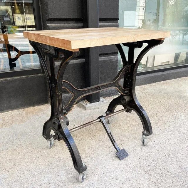 Black Early 20th Century Industrial Cast Iron Butcher Block Table For Sale - Image 8 of 12