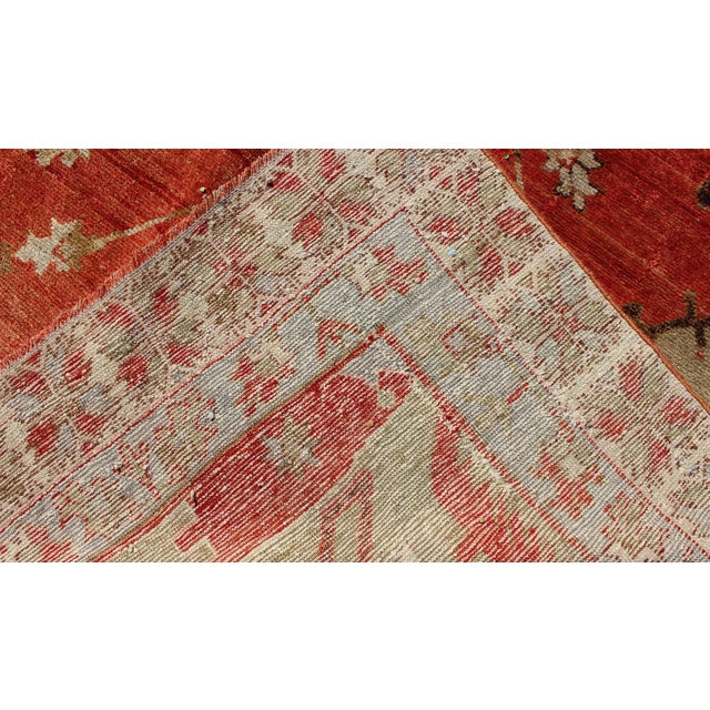 Red Antique Turkish Oushak Tribal Rug With Medallion and Geometric Florals 5'1"x9'0" For Sale - Image 8 of 8