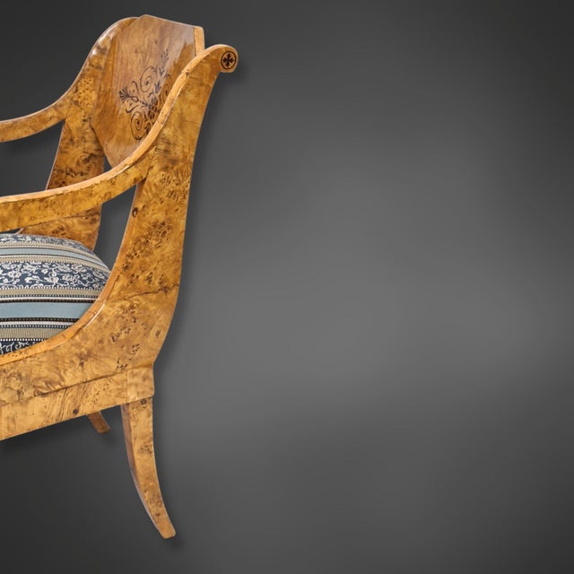 Biedermeier Russian Baltic Armchairs in Curly Birch, 1835, Set of 4 For Sale - Image 9 of 18