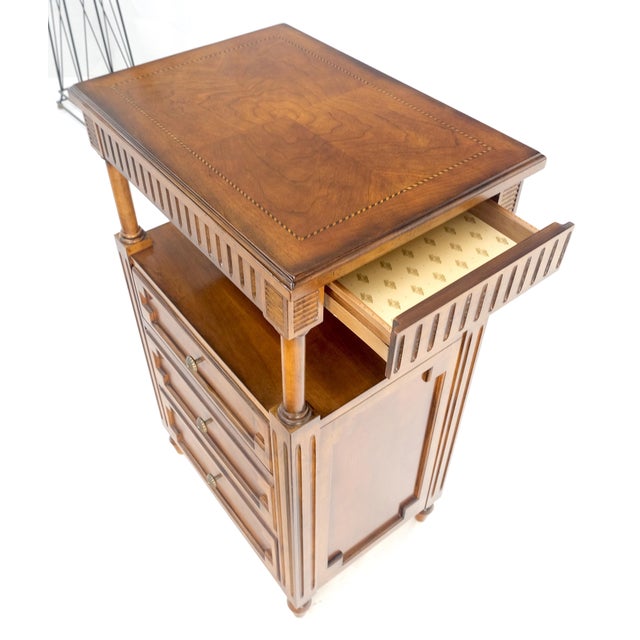 Drexel Light American Walnut Inlayed Top Console Entry Stand Side Table Dresser For Sale - Image 18 of 18