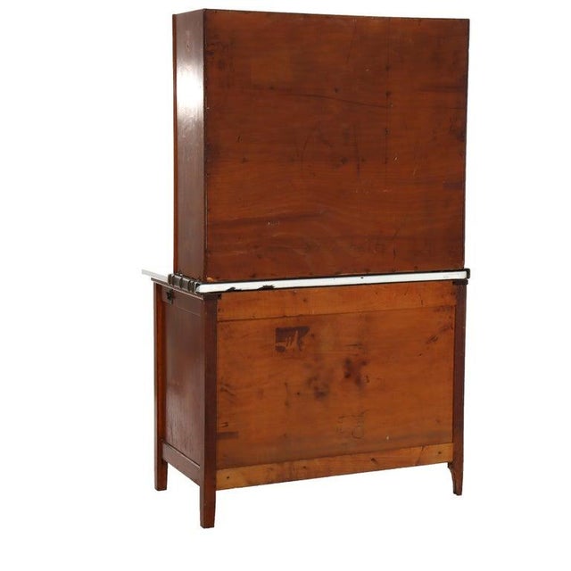 Antique Hoosier Oak Porcelain Top Cabinet With Mirror Unsigned For Sale - Image 12 of 13