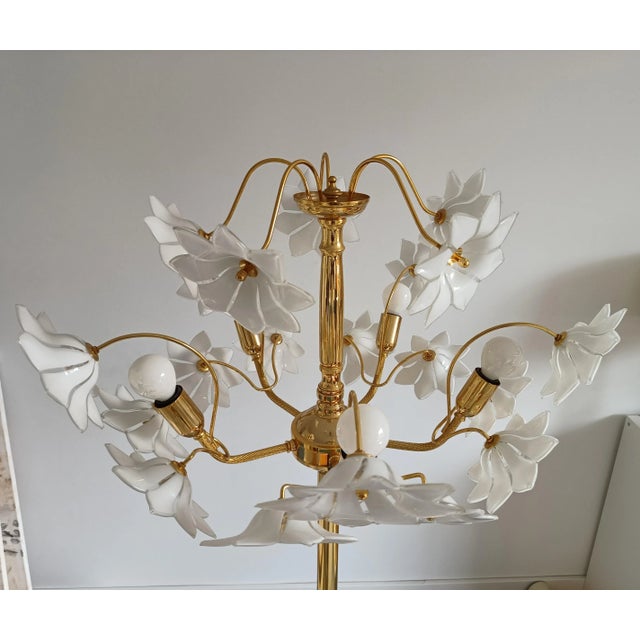 Large Murano Flower Floor Lamp, Italy, 1970s For Sale - Image 9 of 13