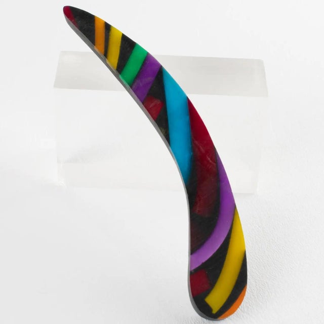 Harriet Bauknight for Kaso Black and Rainbow Geometric Acrylic Resin Brooch For Sale - Image 4 of 8