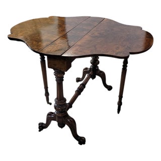 19th Century Victorian Burr Walnut Sutherland Drop-Leaf Table For Sale