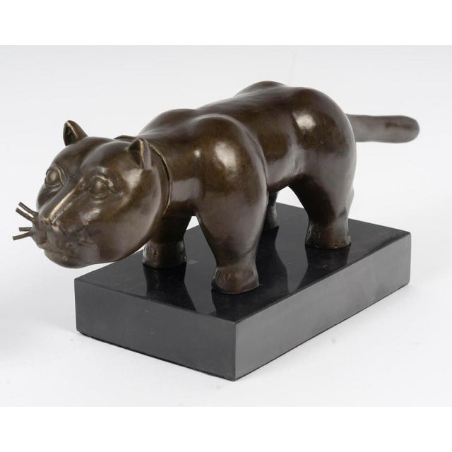 Sculpture of a Cat, Bronze on Marble Base, 20th Century. For Sale - Image 3 of 12