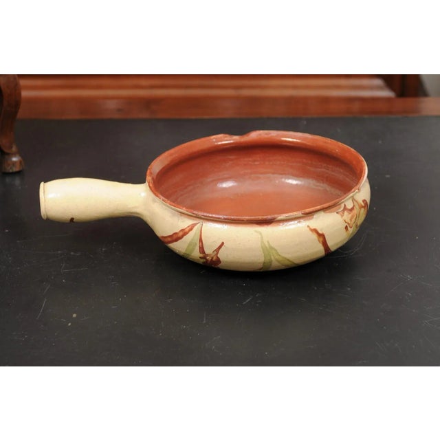French 19th Century Glazed Pottery Serving Dish with Terracotta and Gold Glaze For Sale - Image 9 of 12