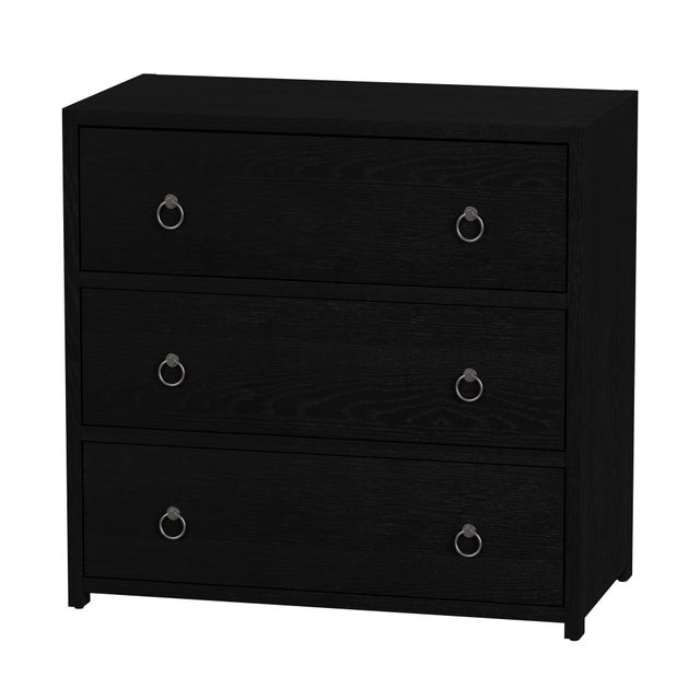 Black Lark 34 in. W Rectangular Wood 3 Drawer Dresser, Washed Black For Sale - Image 8 of 8