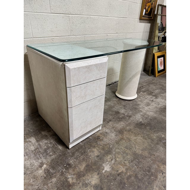 Modern Lane Post Modern Glass Top Desk For Sale - Image 3 of 11