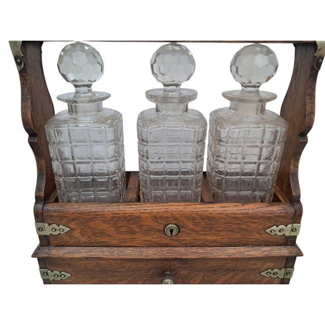 Antique Tantalus with Three Decanters, 1880, Set of 4 For Sale - Image 3 of 18