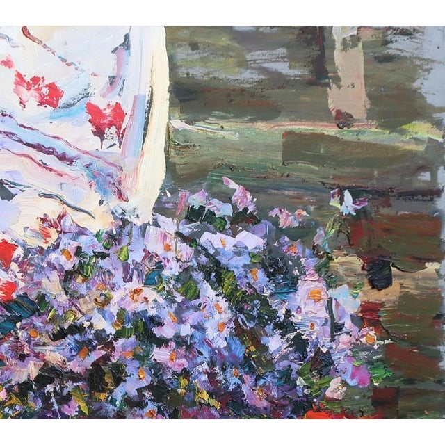 Realism Original Still Life Oil Painting: Flowers and Food, Ukrainian Art 80-90 For Sale - Image 3 of 6