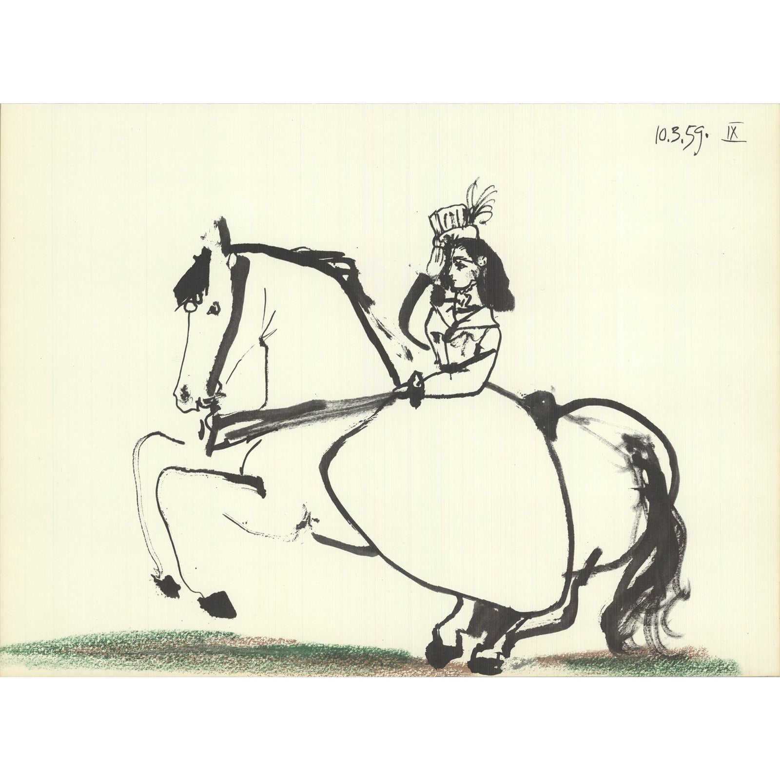 1959 Pablo Picasso 'Equestrian on Horse' Modernism France Lithograph